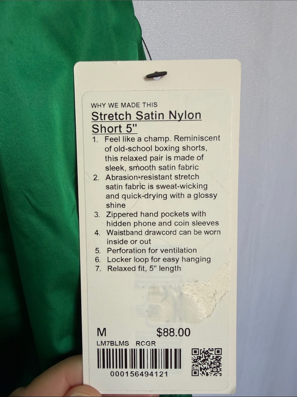 NEW Lululemon Men Stretch Satin Nylon Short 5" Size M Raceway Green Relaxed Fit - Picture 3 of 6